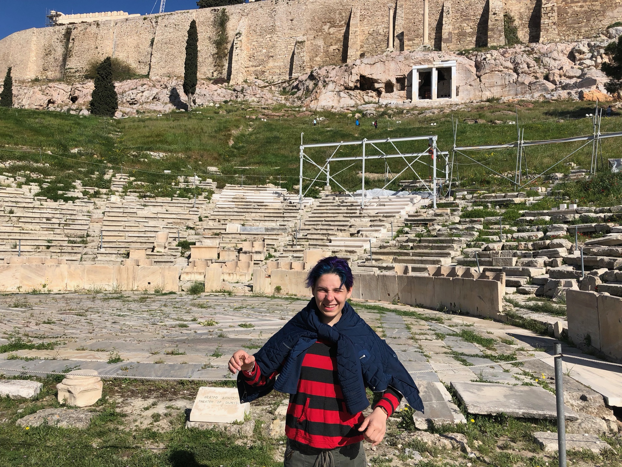 “Hey Sophie, do a little performance for us” at the Theater of Dionysus.